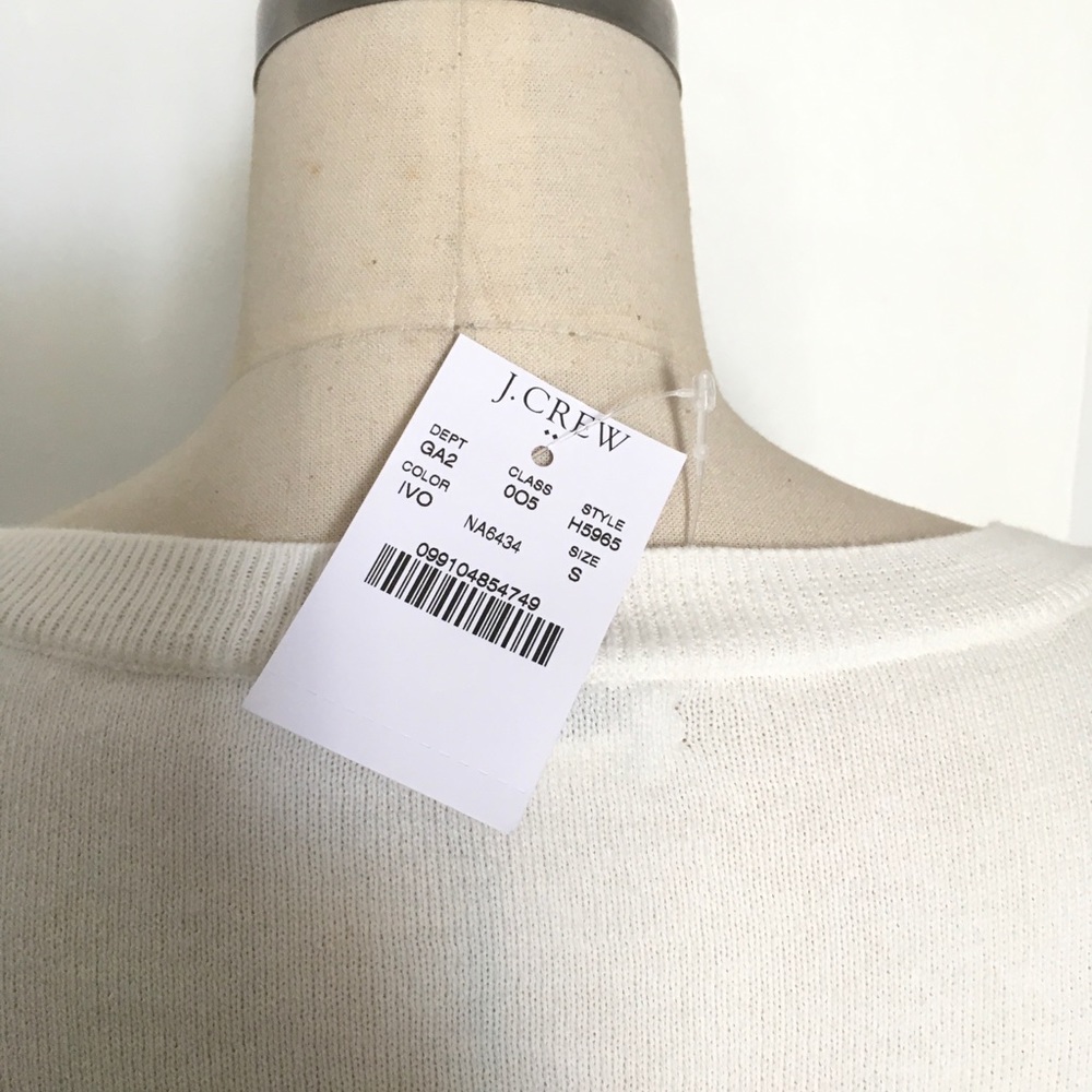 NWT J Crew Cream Stretch Knit Long Sleeve Sweater - Picture 7 of 7